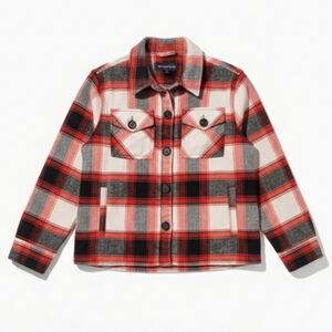 BB Dakota x Steve Madden Red Plaid Shacket Shirt Jacket M Soft Brushed Fleece